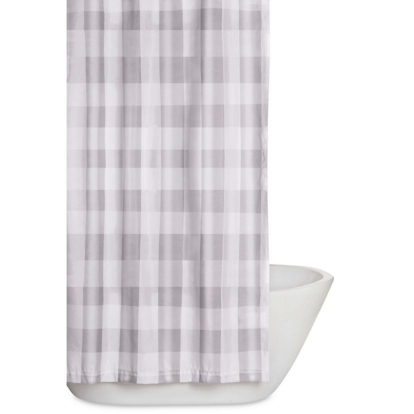 Truly Soft Everyday Buffalo Plaid Grey Shower Curtain