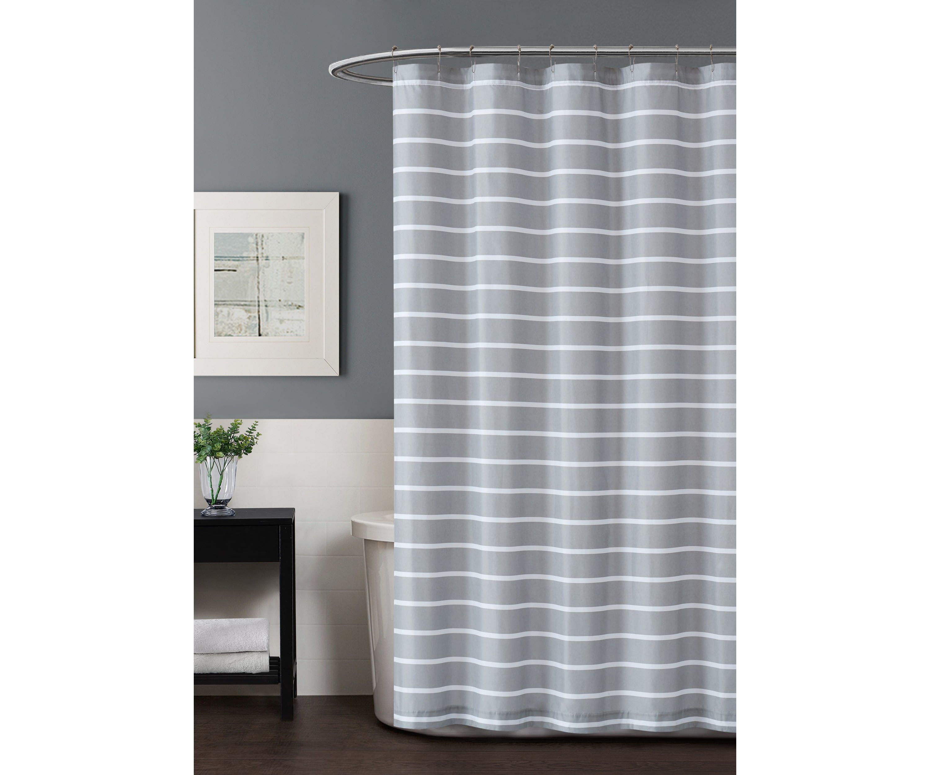 Truly Soft Maddow Stripe Grey Shower Curtain