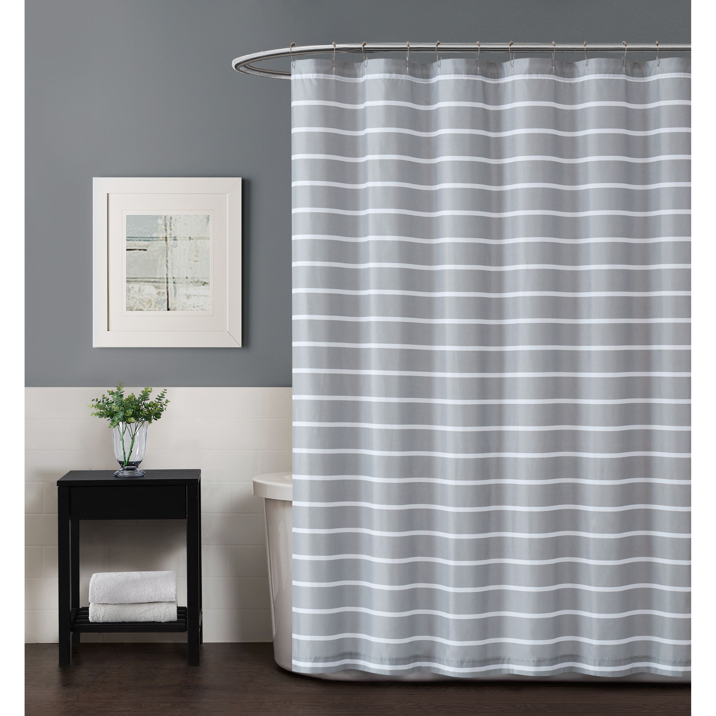 Truly Soft Maddow Stripe Grey Shower Curtain