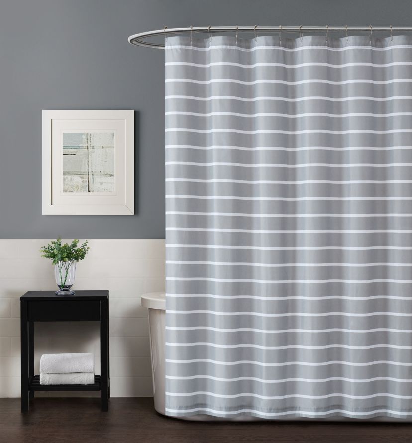 Truly Soft Maddow Stripe Grey Shower Curtain