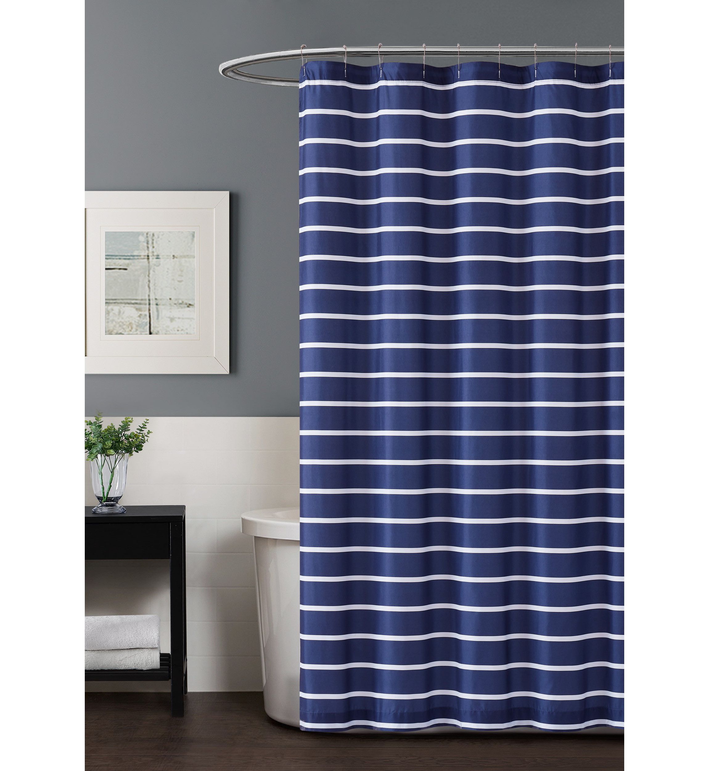 Truly Soft Maddow Stripe Navy Shower Curtain