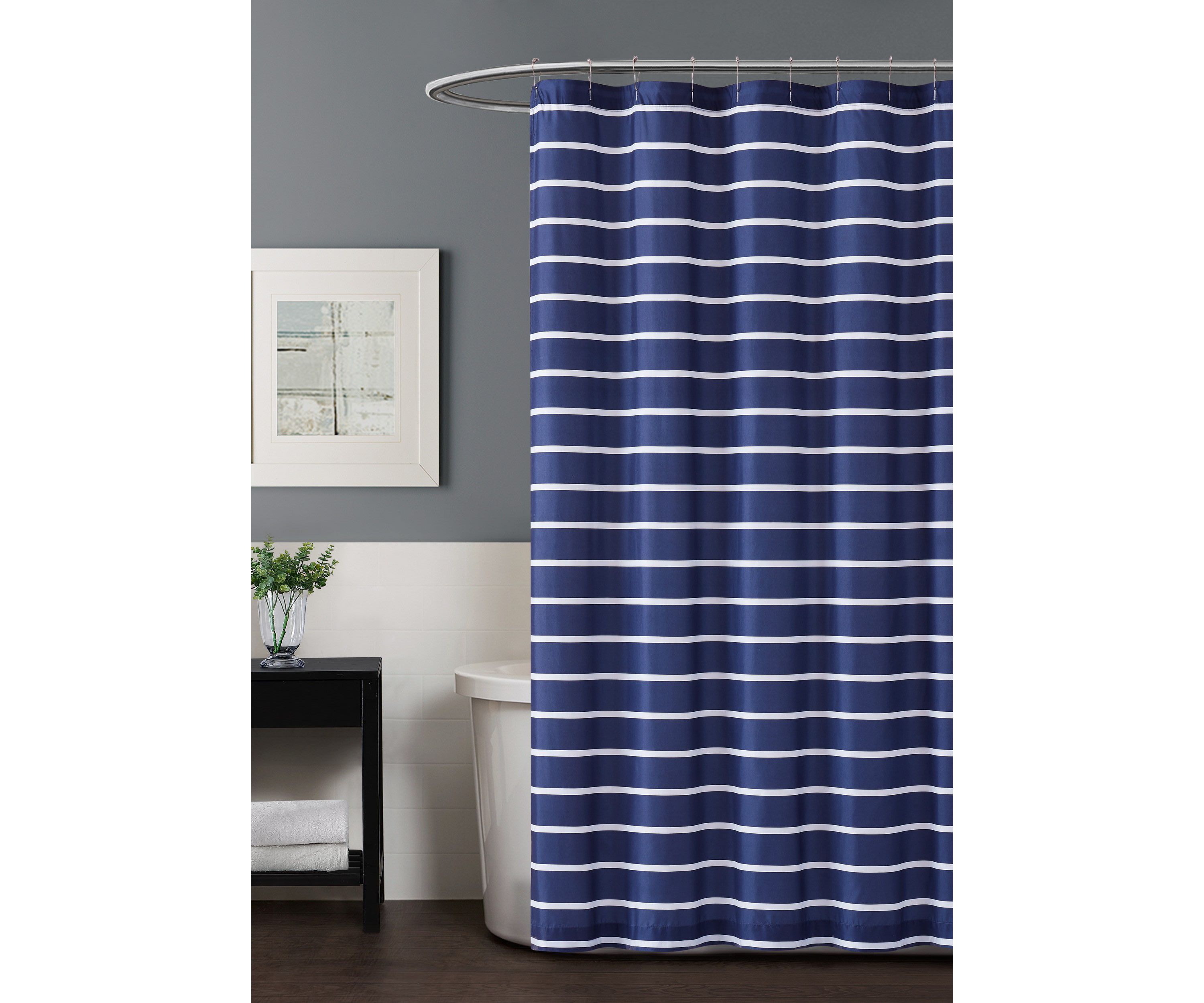 Truly Soft Maddow Stripe Navy Shower Curtain