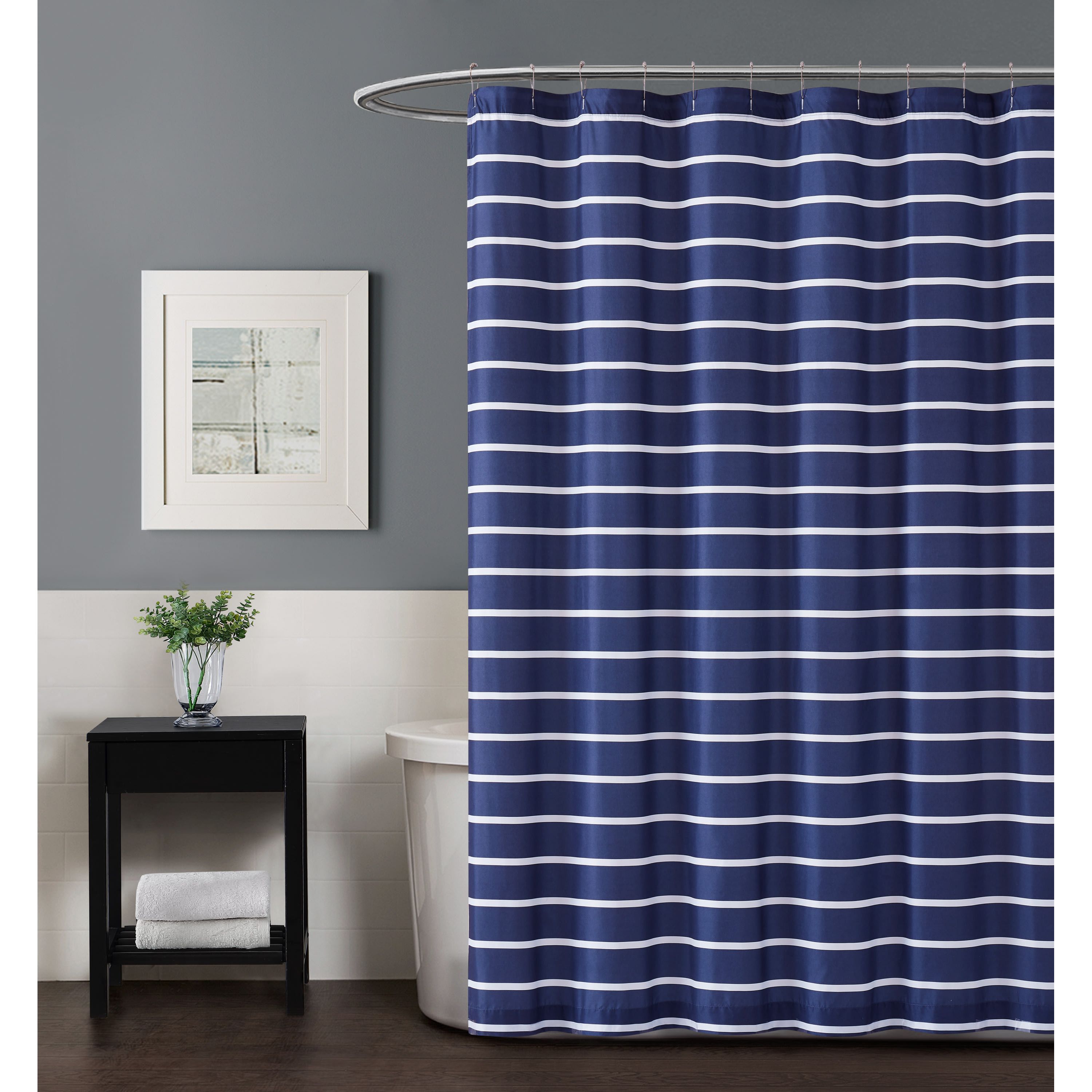 Truly Soft Maddow Stripe Navy Shower Curtain