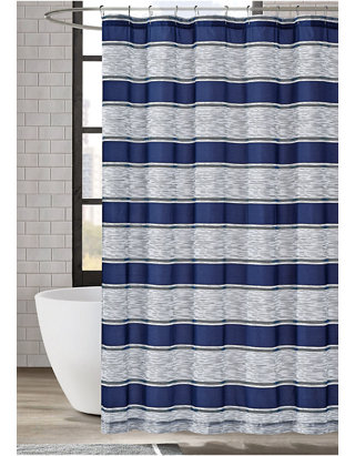 Watkins Stripe Shower Curtain, Wide Horizontal Striped Shower Curtains