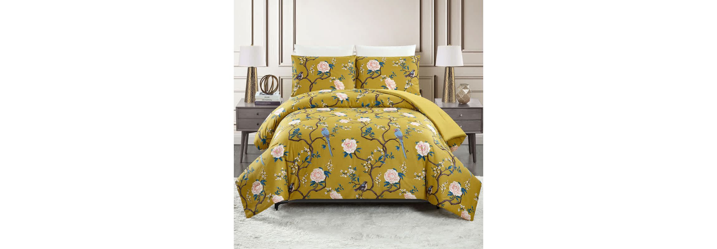 Bird Chinoiserie 3-Piece Reversible Comforter Set
