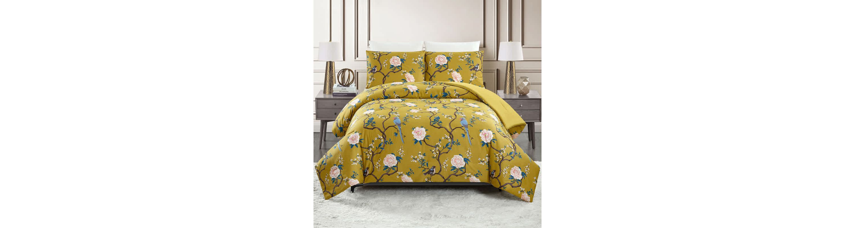 Bird Chinoiserie 3-Piece Reversible Comforter Set