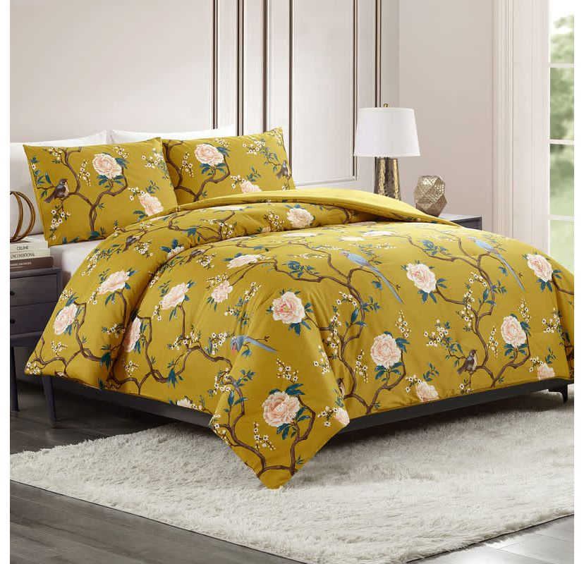 Bird Chinoiserie 3-Piece Reversible Comforter Set