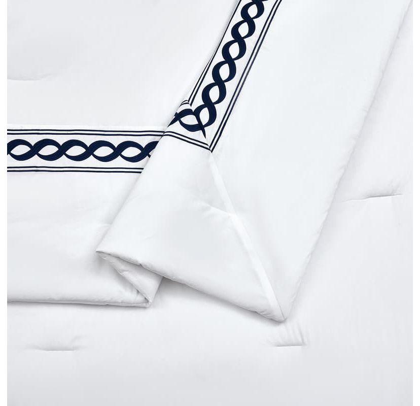 Cable Border 3-Piece Embroidered Comforter Set