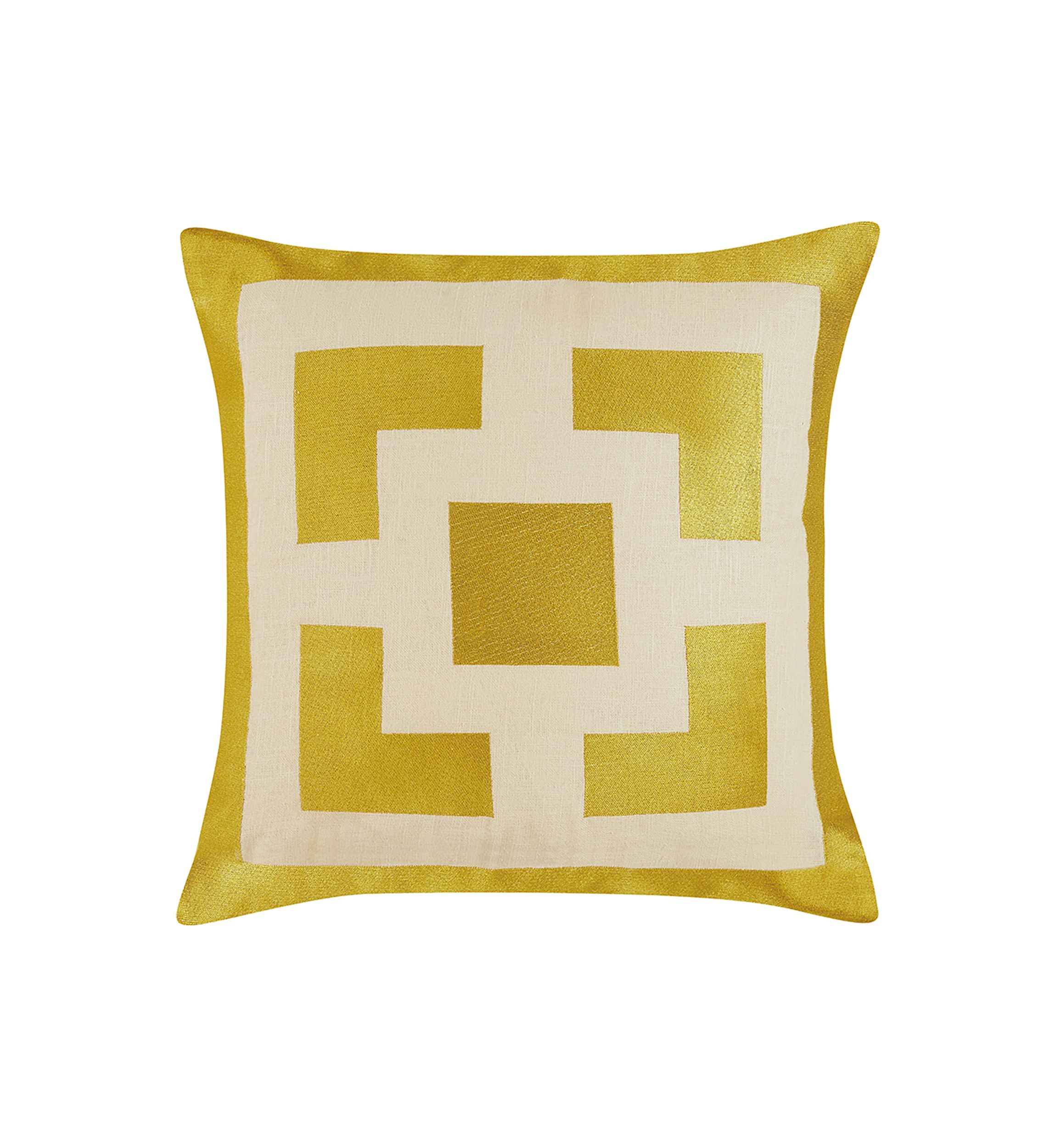 Palm Springs Block Gold Embroidered Pillow