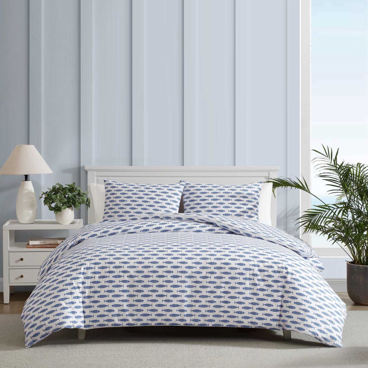 Woodblock Fish Cotton Duvet Cover Set