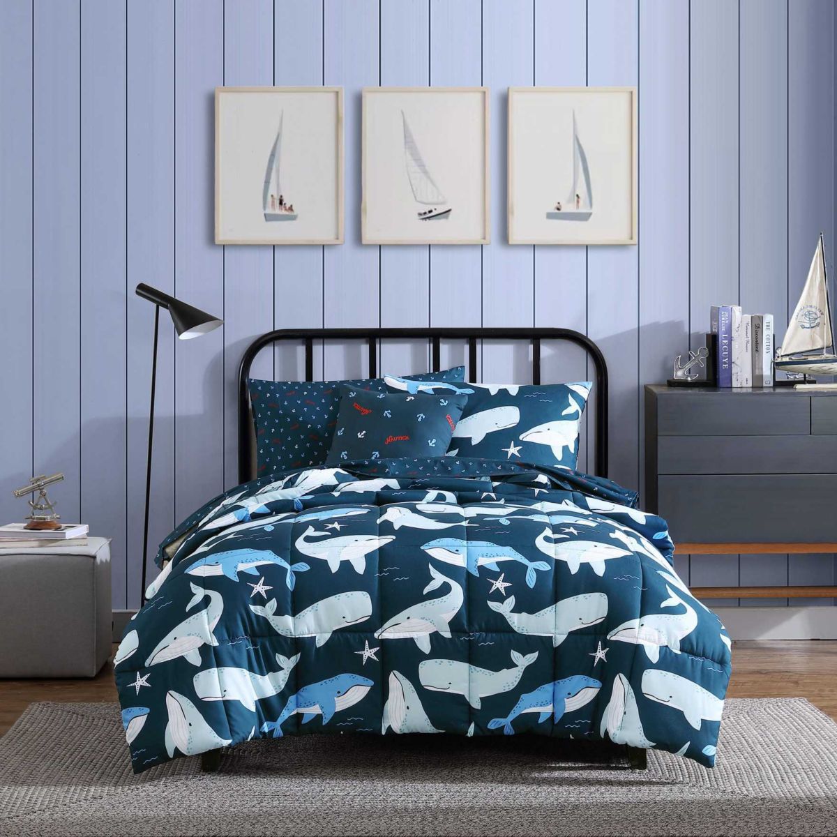 Finnian Whales Microfiber Comforter Bonus Set