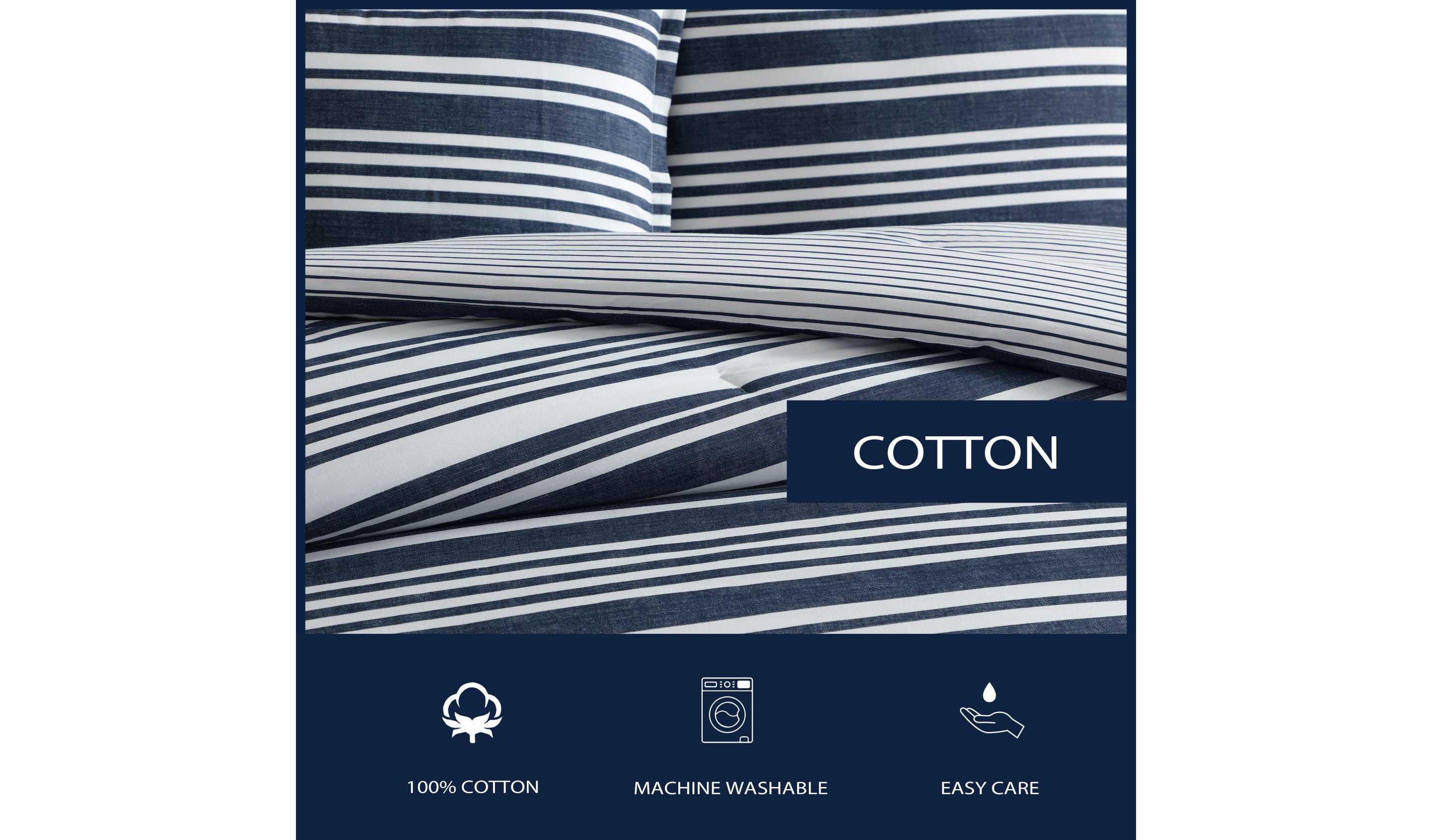 Coastline Stripe Cotton Duvet Cover Set