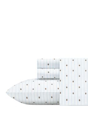 Poppy & Fritz Bumble Bees Cotton Sheet Set, White, Queen