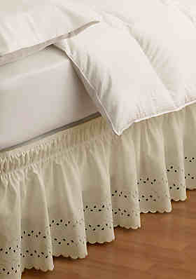Easy Fit Eyelet Wrap Around Easy On/Off Dust Ruffle 18-Inch Drop Bedskirt Queen 
