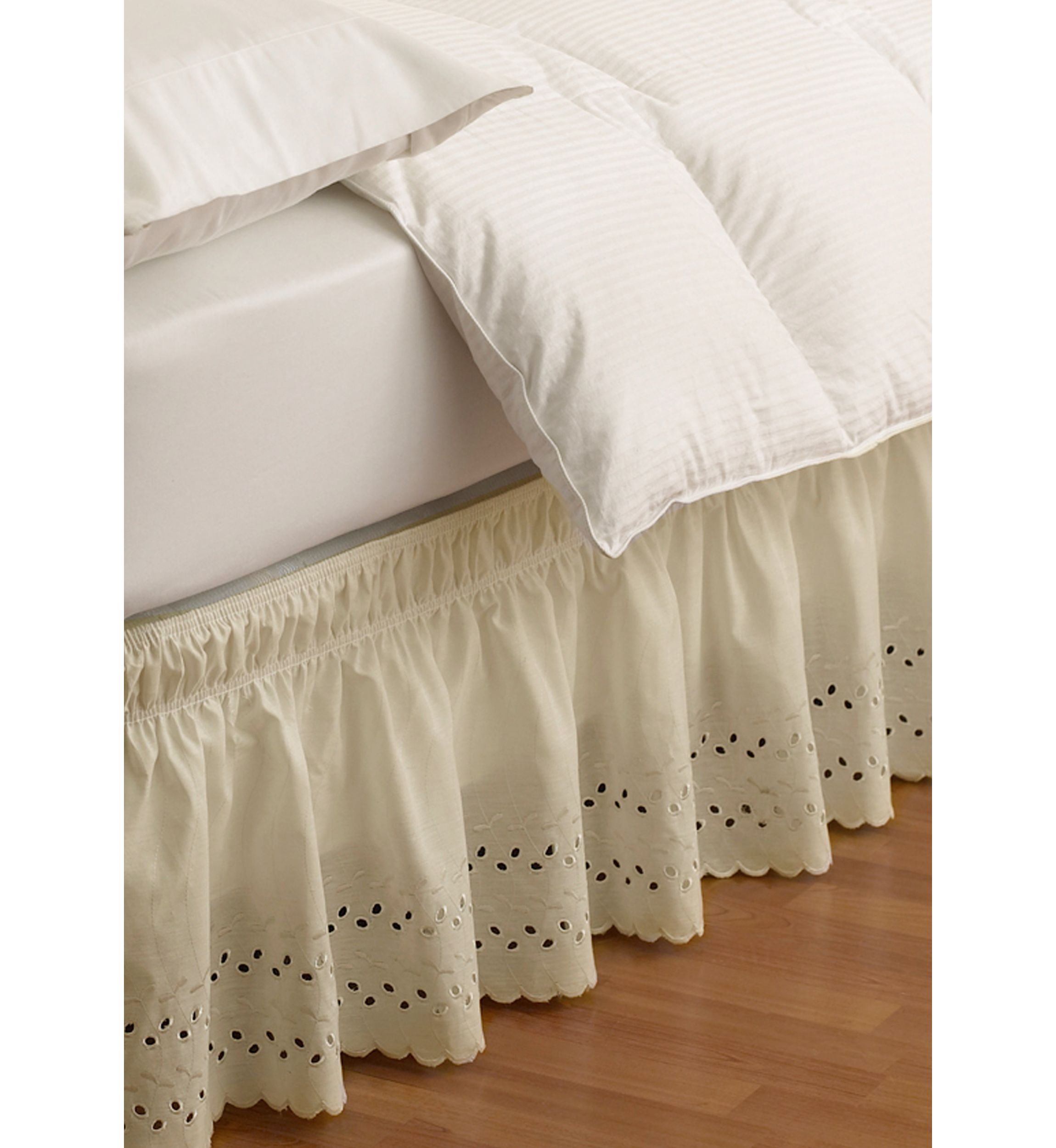 Easy Fit Eyelet Queen/King Bedskirt 60-in. x 80-in. + 15-in. Drop