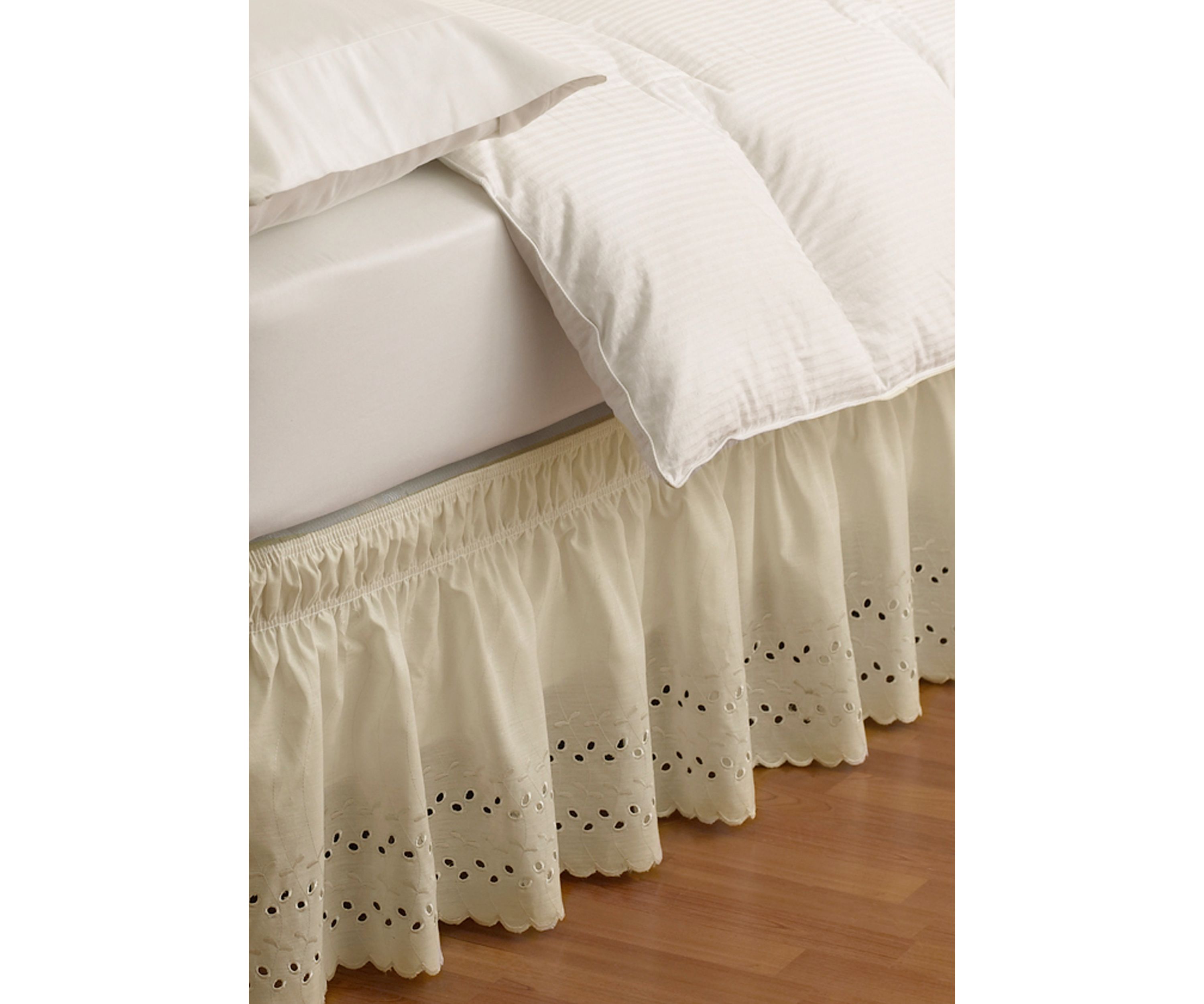 Easy Fit Eyelet Queen/King Bedskirt 60-in. x 80-in. + 15-in. Drop