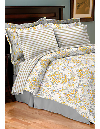 Accents Daina Yellow King Reversible, Yellow And Gray Bedding Queen