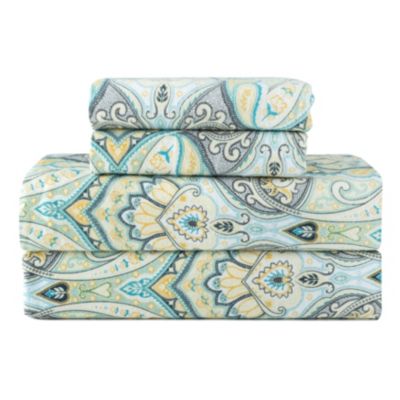 Pointehaven 180 GSM Brushed Cotton Printed Soft Flannel Deep Pocket Oversized Sheet Set, Full