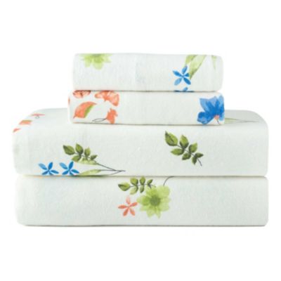 Pointehaven 180 GSM Brushed Cotton Printed Soft Flannel Deep Pocket Oversized Sheet Set, Full