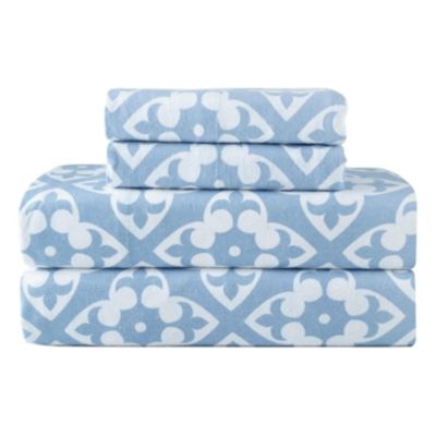 Pointehaven 180 GSM Brushed Cotton Printed Soft Flannel Deep Pocket Oversized Sheet Set, Full
