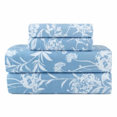 Pointehaven 180 GSM Brushed Cotton Printed Soft Flannel Deep Pocket Oversized Sheet Set, Queen