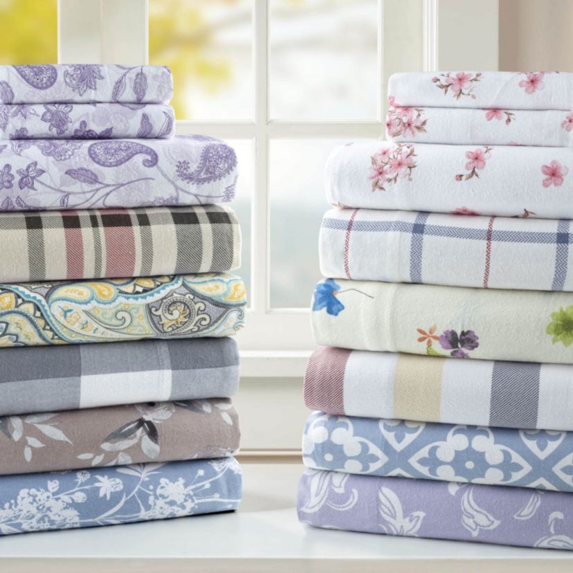 Pointehaven 180 GSM Brushed Cotton Printed Soft Flannel Deep Pocket Oversized Sheet Set