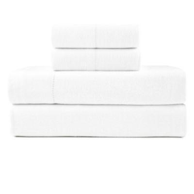 Pointehaven 180 GSM Brushed Cotton Solid Color Soft Flannel Deep Pocket Oversized Sheet Set, White, King