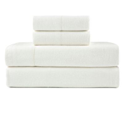 Pointehaven 180 GSM Brushed Cotton Solid Color Soft Flannel Deep Pocket Oversized Sheet Set, Ivory, King