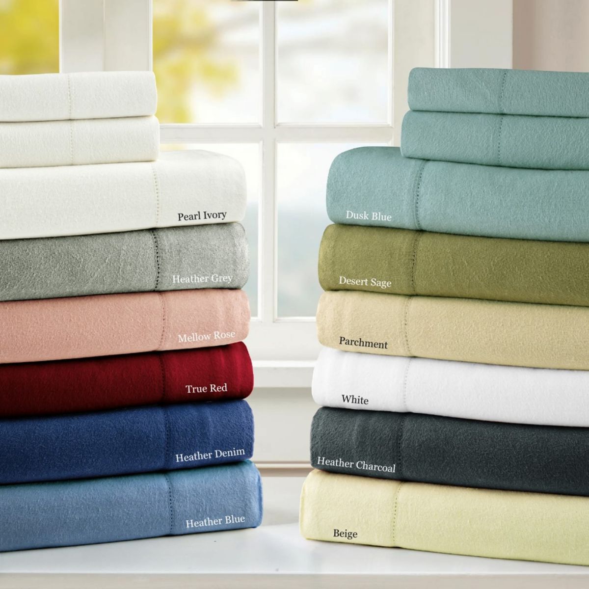 Pointehaven 180 GSM Brushed Cotton Solid Color Soft Flannel Deep Pocket Oversized Sheet Set