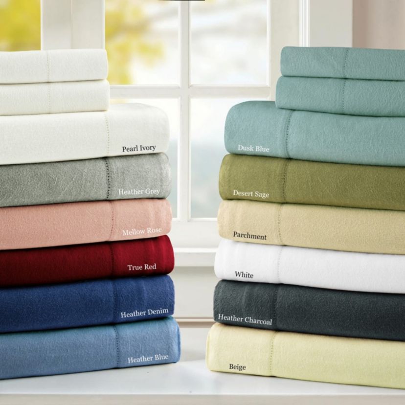 Pointehaven 180 GSM Brushed Cotton Solid Color Soft Flannel Deep Pocket Oversized Sheet Set