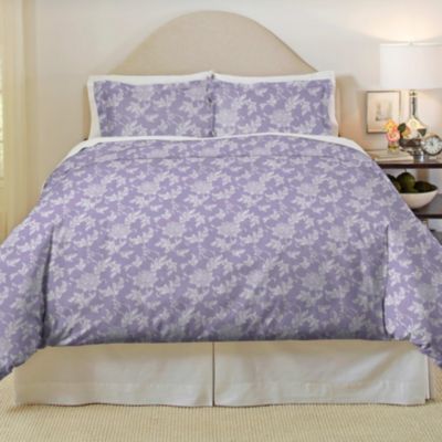 Pointehaven 180 GSM Brushed Cotton Flannel Printed Duvet Set, Lilac, Full/Queen