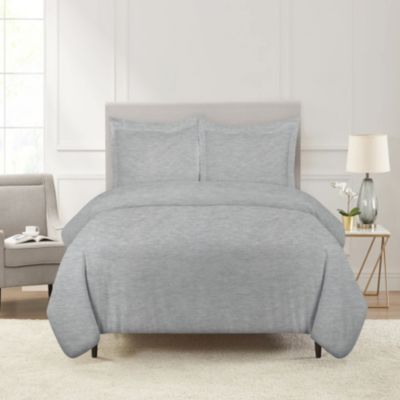 Pointehaven 180 GSM Brushed Cotton Flannel Solid Color Duvet Set, Grey, Twin