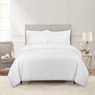 Pointehaven 180 GSM Brushed Cotton Flannel Solid Color Duvet Set, White, Full/Queen