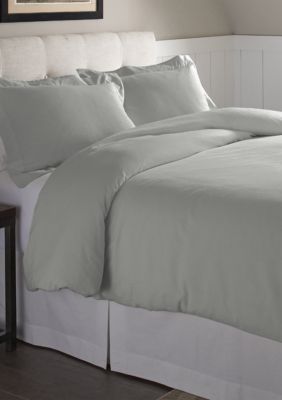 Pointehaven Superior Weight Cotton Flannel Duvet Set, Grey, Full/Queen