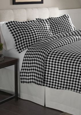 Pointehaven Superior Weight Cotton Flannel Duvet Set, Black, King