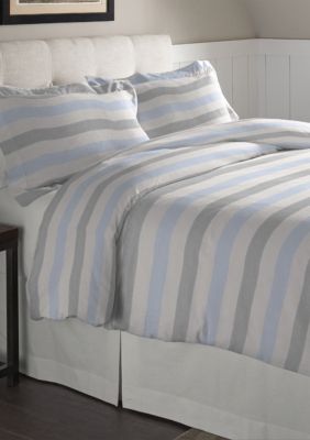 Pointehaven Superior Weight Cotton Flannel Duvet Set, Blue, King