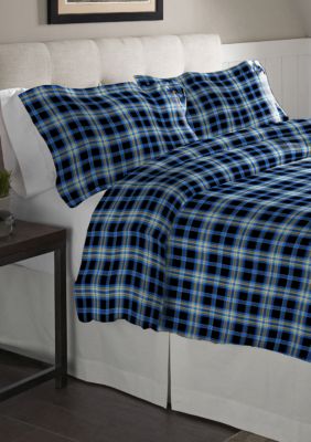 Pointehaven Superior Weight Cotton Flannel Duvet Set, Blue, Twin