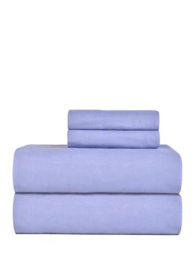 Pointehaven Heavy Weight Cotton Flannel Sheet Set, Blue, California King