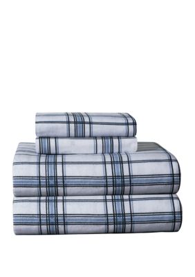 Pointehaven Heavy Weight Cotton Flannel Sheet Set, Blue, California King