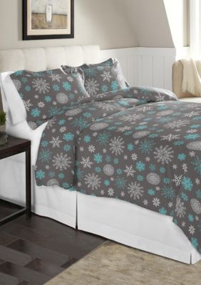 Pointehaven Celeste Home Velvet Soft Luxury Cotton Flannel Duvet Set, Grey, King