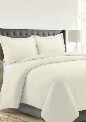 Pointehaven Celeste Home Velvet Soft Luxury Cotton Flannel Duvet Set, Beige, Twin