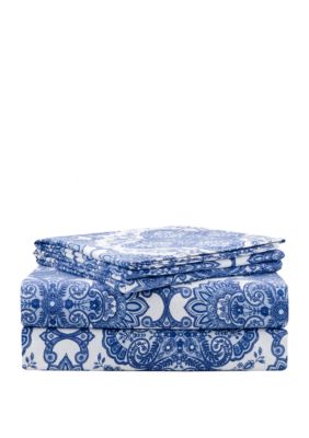 Pointehaven Super Heavy Weight Cotton Sheet Set, Navy Blue, Twin/Twin XL