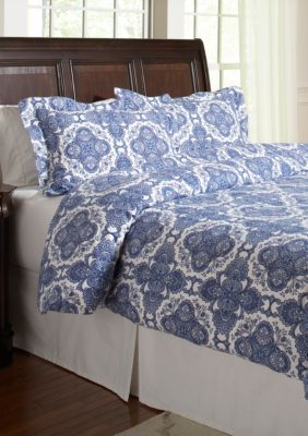 Pointehaven Super Heavy Weight Cotton Duvet Set, Navy Blue, King