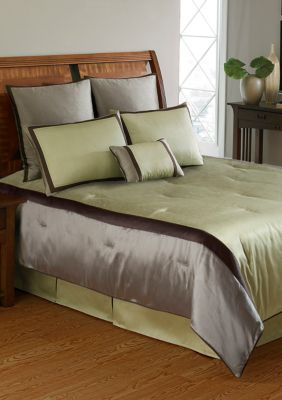 American Century Home Mitered Faux Silk Sage King Comforter Set 106 In X 94 In Belk