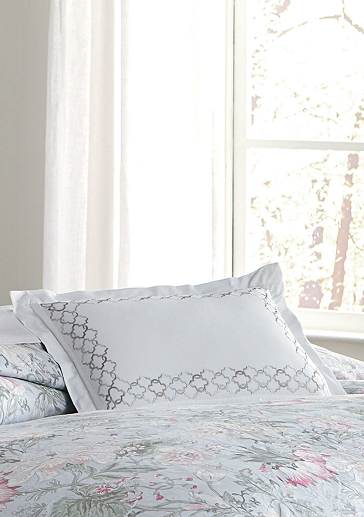 Tracery Oblong Embroidered Throw Pillow