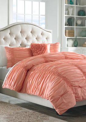 Mary Janes Farm Cotton Clouds Coral Full Queen Comforter Set 90 In X 96 In Belk