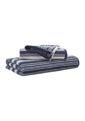 Lauren Ralph Lauren Home Sanders Striped Bath Towels, Navy Blue, Hand Towel