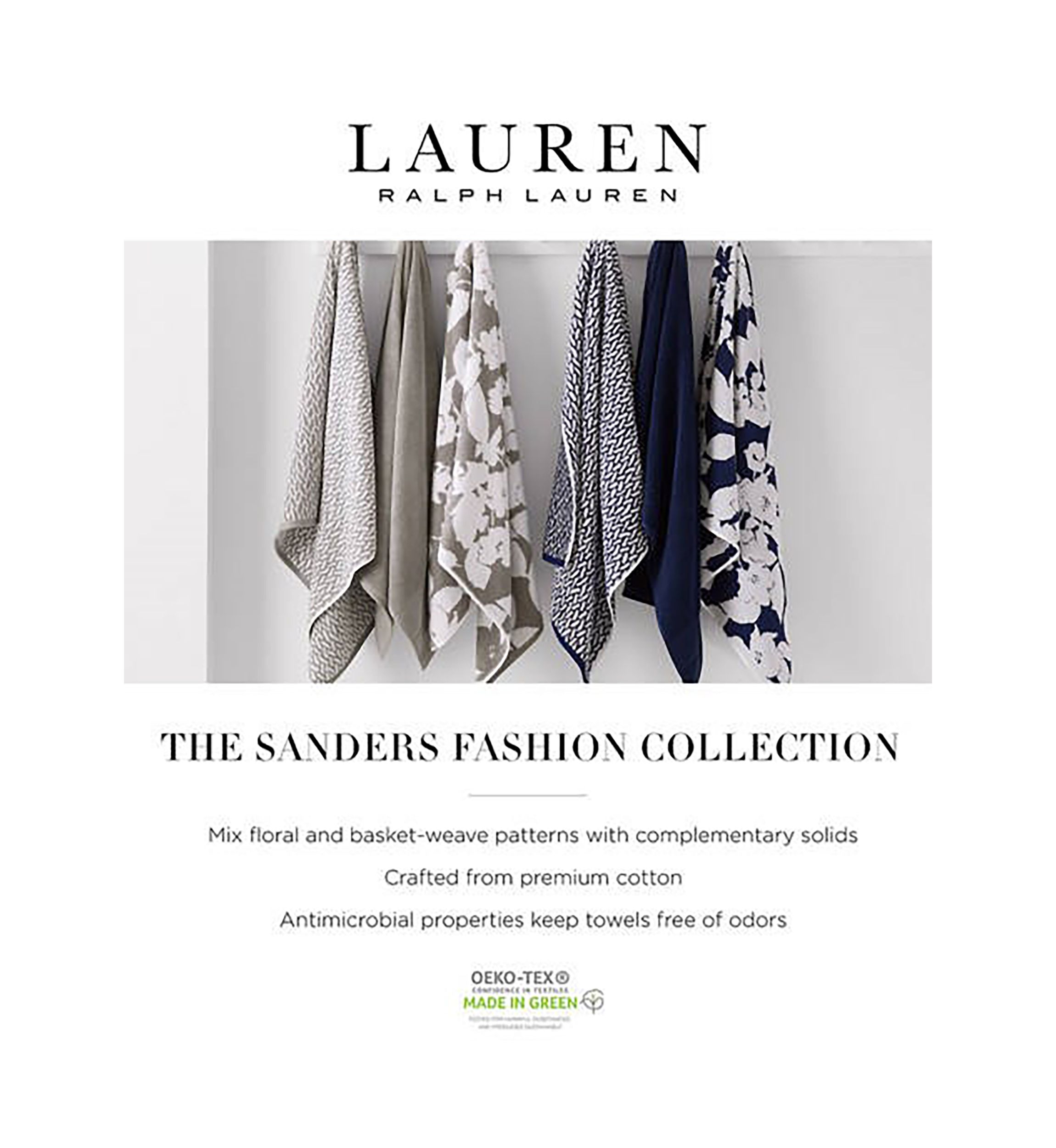 Sanders Antimicrobial Floral Bath Towel Collection