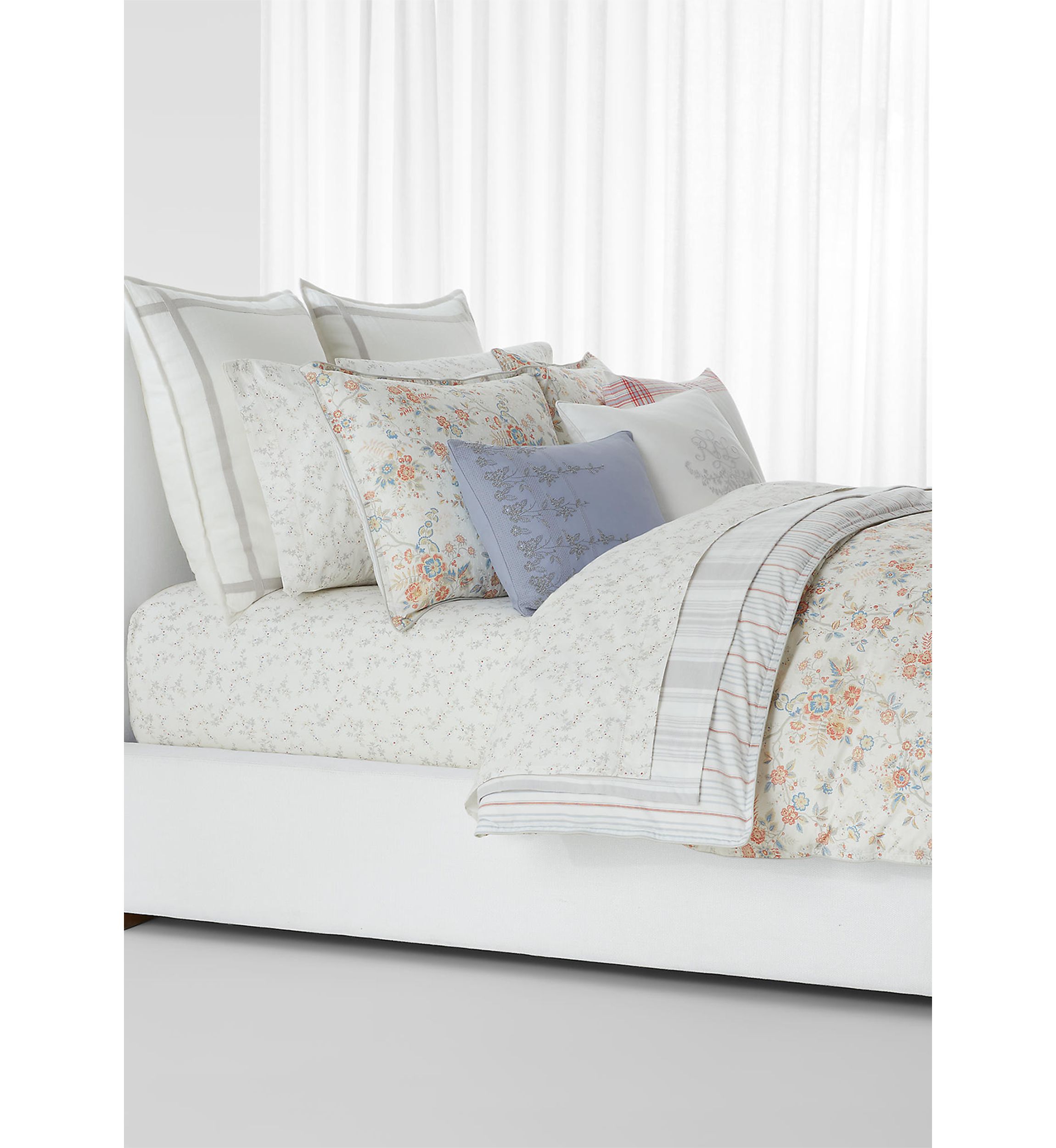 Carolyne Ticking-Stripe Bed Blanket