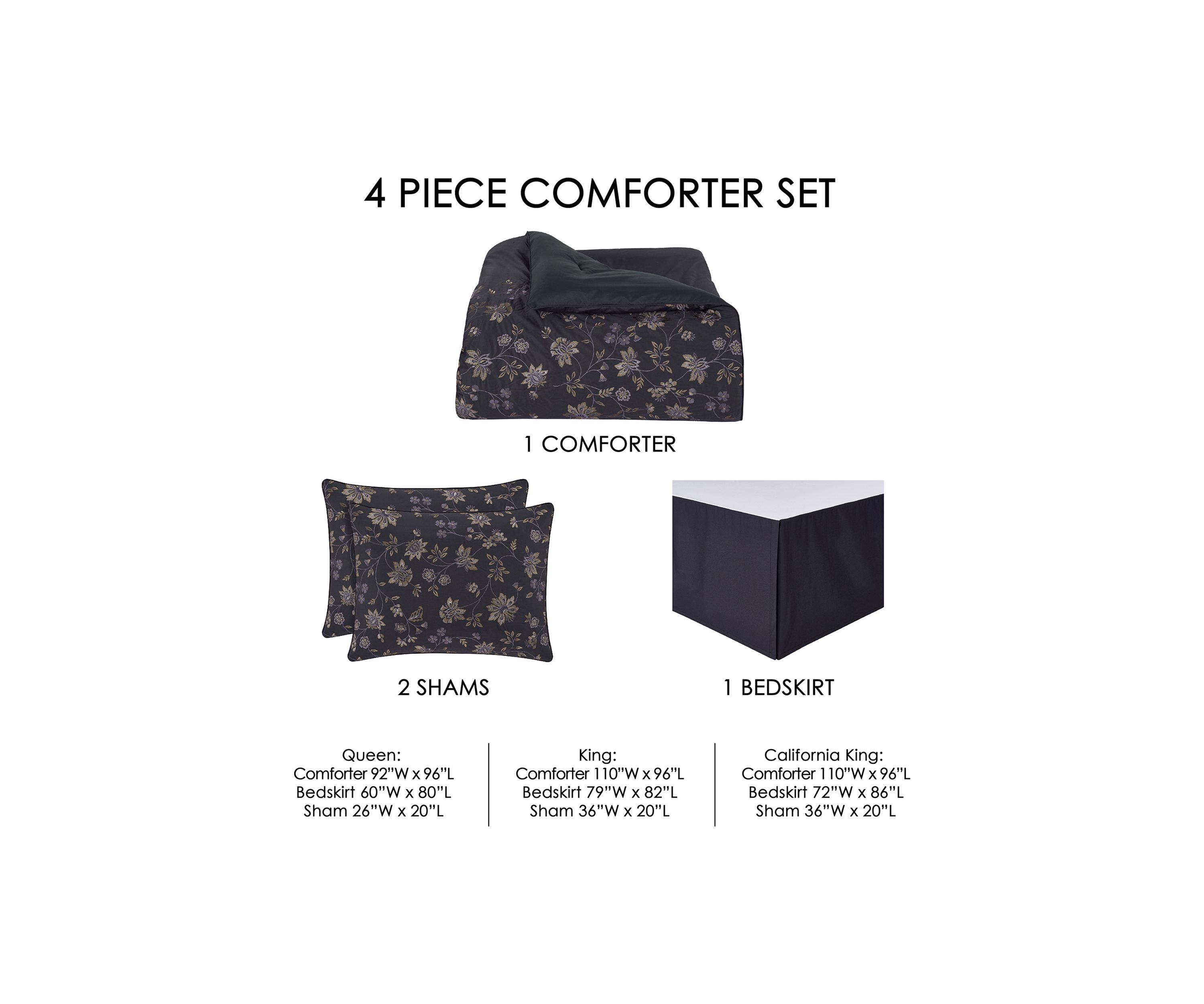  Delilah Indigo 4 Piece Comforter Set 
